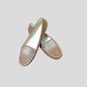 Italina Brown Faux Suede Sequin Moccasins Loafers Slip On Flat Shoes Siz…